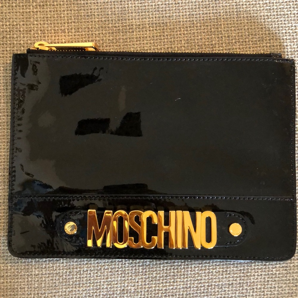 Moschino Patent Leather ZIP Clutch